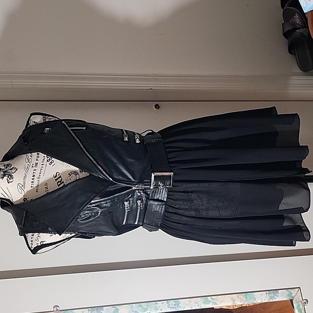 Double Zero PU and polyester dress